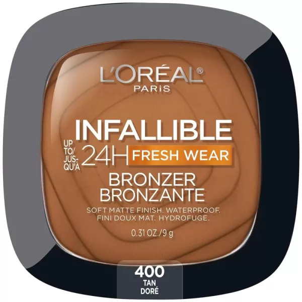 L'Oreal Paris Infallible Up to 24H Fresh Wear Soft Matte Longwear Bronzer. Waterproof, heatproof, Transfer, humidity and sweatproof, Medium, 0.31 oz