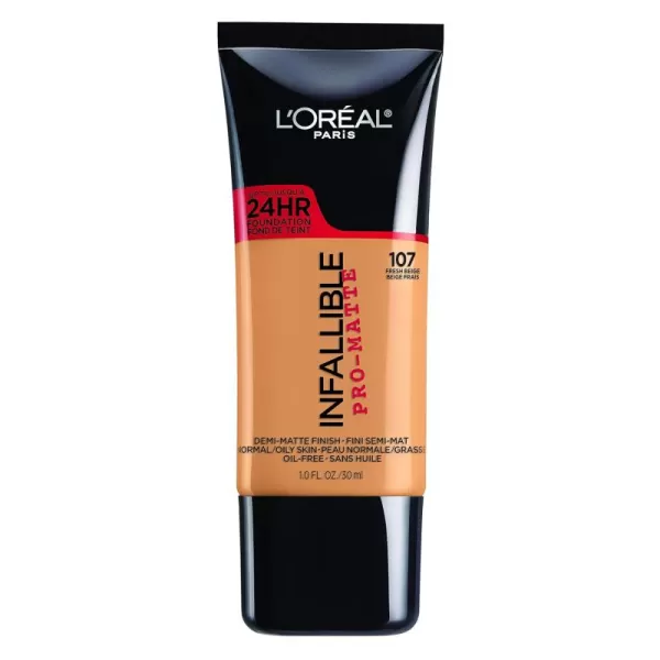 L'Oreal Paris K1828700 Infallible Pro-Matte Liquid Longwear Foundation Makeup, 102 Shell Beige, 1 Fl; Oz.