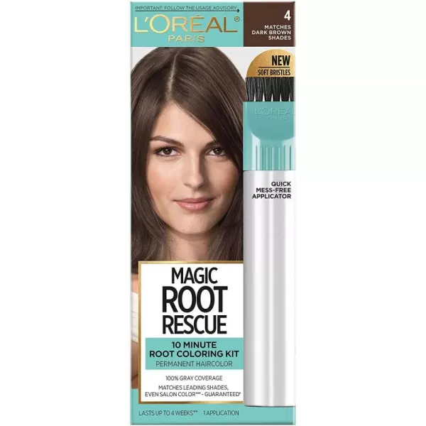 L'Oreal Paris Magic Root Rescue 10 Minute Root Hair Coloring Kit, Permanent Hair Color with Quick Precision Applicator, 100 percent Gray Coverage, 5 Medium Brown, 1 kit