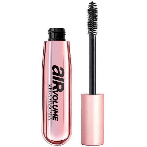 L'Oreal Paris Makeup Air Volume Mega Mascara, Lightweight &amp; Long-lasting Volumizing Mascara for Voluminous Eyelashes, Washable Blackest Black, 0.3 Fl Oz