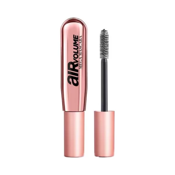 L'Oreal Paris Makeup Air Volume Mega Mascara, Lightweight &amp; Long-lasting Volumizing Mascara for Voluminous Eyelashes, Washable Blackest Black, 0.3 Fl Oz