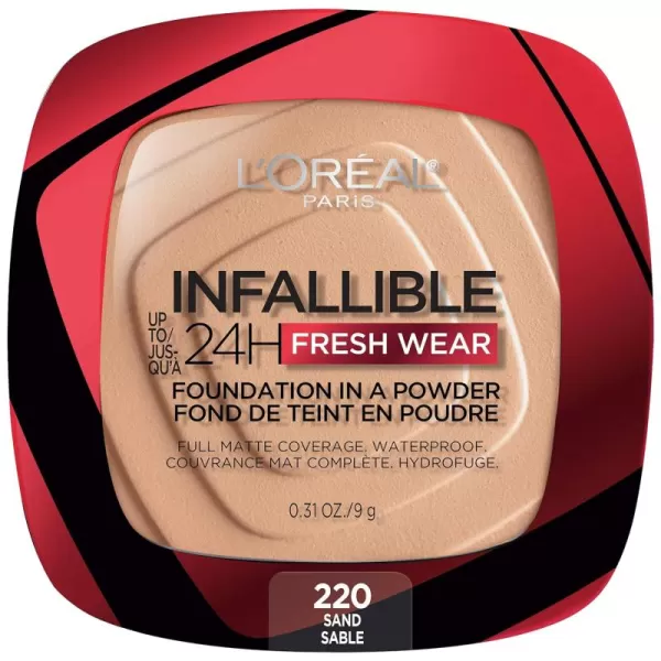 L'Oreal Paris Makeup Infallible Fresh Wear Foundation in a Powder, Up to 24H Wear, Waterproof, True Beige, 0.31 oz.