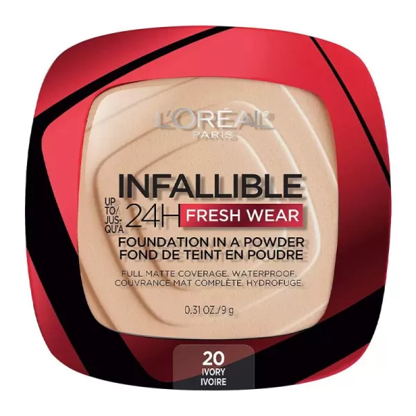 L'Oreal Paris Makeup Infallible Fresh Wear Foundation in a Powder, Up to 24H Wear, Waterproof, Vanilla, 0.31 oz.