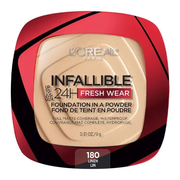L'Oreal Paris Makeup Infallible Fresh Wear Foundation in a Powder, Up to 24H Wear, Waterproof, Vanilla, 0.31 oz.