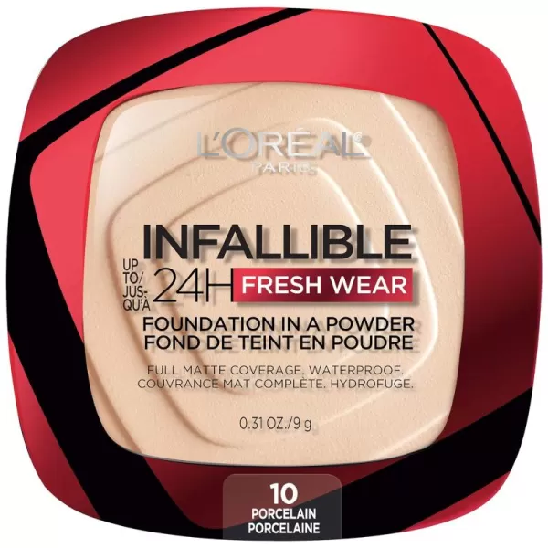L'Oreal Paris Makeup Infallible Fresh Wear Foundation in a Powder, Up to 24H Wear, Waterproof, Vanilla, 0.31 oz.