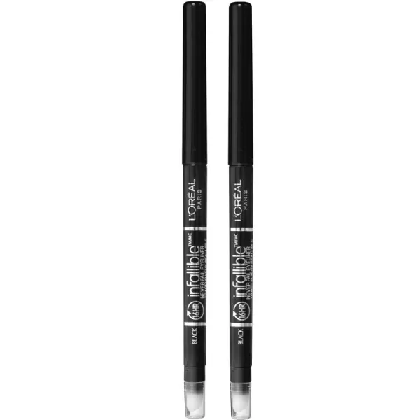 L'Oreal Paris Makeup Infallible Never Fail Original Mechanical Pencil Eyeliner with Built in Sharpener, Black Brown, 0.008 oz., 2 Count