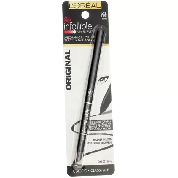 L'Oreal Paris Makeup Infallible Never Fail Original Mechanical Pencil Eyeliner with Built in Sharpener, Slate, 0.008 oz.