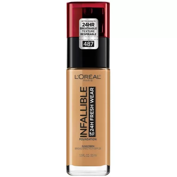 L'Oreal Paris Makeup Infallible Up to 24 Hour Fresh Wear Lightweight Foundation, Hazelnut, 1 Fl Oz.