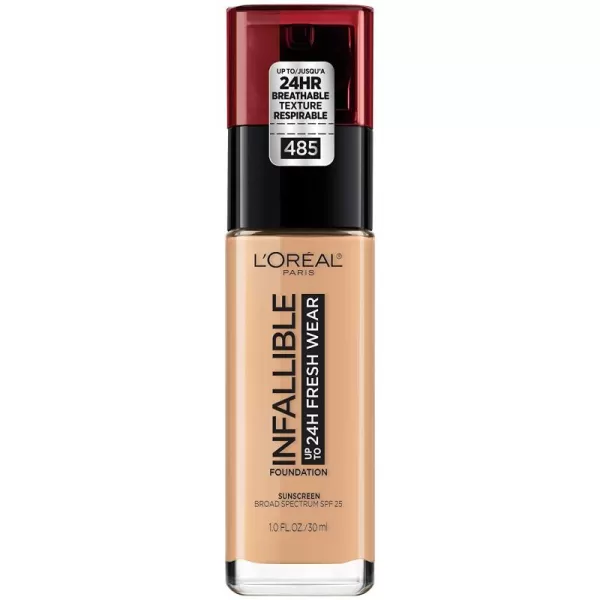 L'Oreal Paris Makeup Infallible Up to 24 Hour Fresh Wear Lightweight Foundation, Hazelnut, 1 Fl Oz.