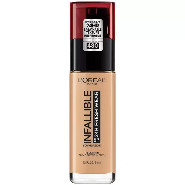 L'Oreal Paris Makeup Infallible Up to 24 Hour Fresh Wear Lightweight Foundation, Hazelnut, 1 Fl Oz.