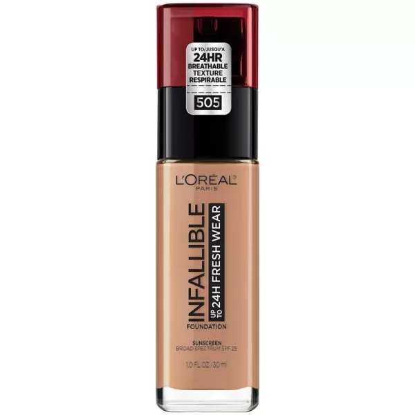 L'Oreal Paris Makeup Infallible Up to 24 Hour Fresh Wear Lightweight Foundation, Hazelnut, 1 Fl Oz.