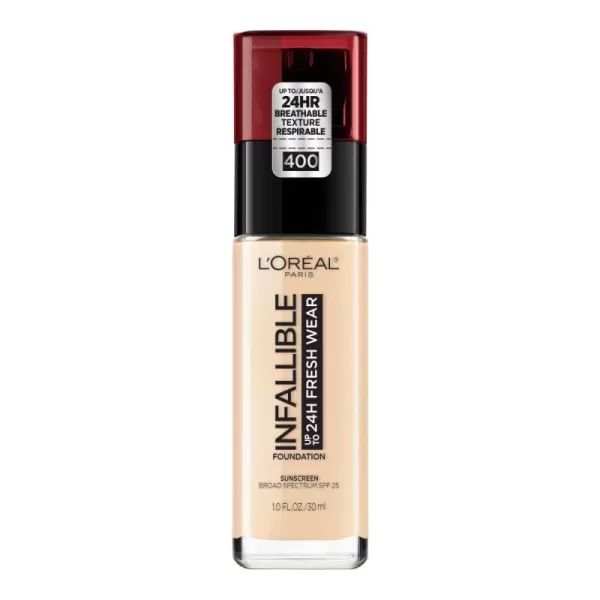 L'Oreal Paris Makeup Infallible Up to 24 Hour Fresh Wear Lightweight Foundation, Hazelnut, 1 Fl Oz.