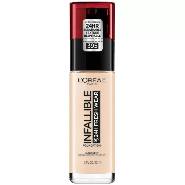 L'Oreal Paris Makeup Infallible Up to 24 Hour Fresh Wear Lightweight Foundation, Hazelnut, 1 Fl Oz.