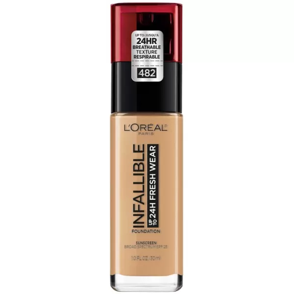 L'Oreal Paris Makeup Infallible Up to 24 Hour Fresh Wear Lightweight Foundation, Hazelnut, 1 Fl Oz.