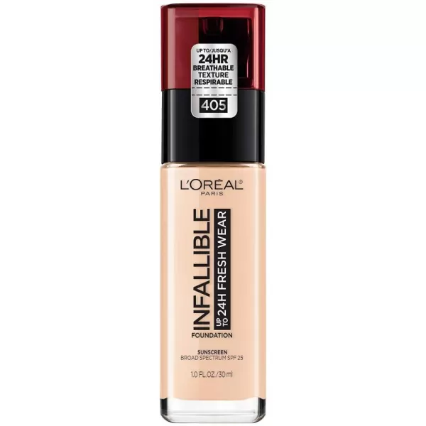 L'Oreal Paris Makeup Infallible Up to 24 Hour Fresh Wear Lightweight Foundation, Hazelnut, 1 Fl Oz.