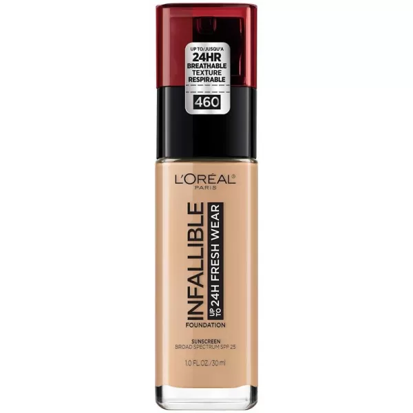 L'Oreal Paris Makeup Infallible Up to 24 Hour Fresh Wear Lightweight Foundation, Hazelnut, 1 Fl Oz.