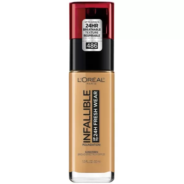L'Oreal Paris Makeup Infallible Up to 24 Hour Fresh Wear Lightweight Foundation, Hazelnut, 1 Fl Oz.