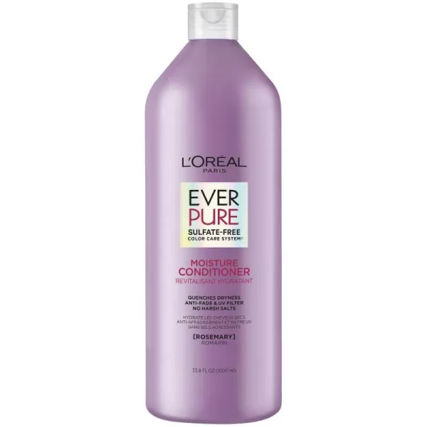 L'Oreal Paris Moisture Sulfate Free Shampoo and Conditioner Set, Hair Care for Color-Treated Hair with Rosemary Botanicals, EverPure, 1 Kit