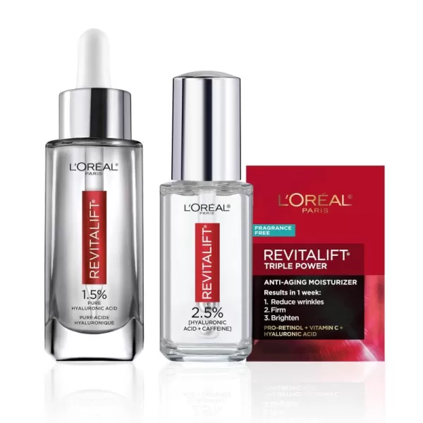 L'Oreal Paris Revitalift 1.5% Pure Hyaluronic Acid Face Serum, Hydrate &amp; Reduce Wrinkles, Fragrance Free 1.7 oz