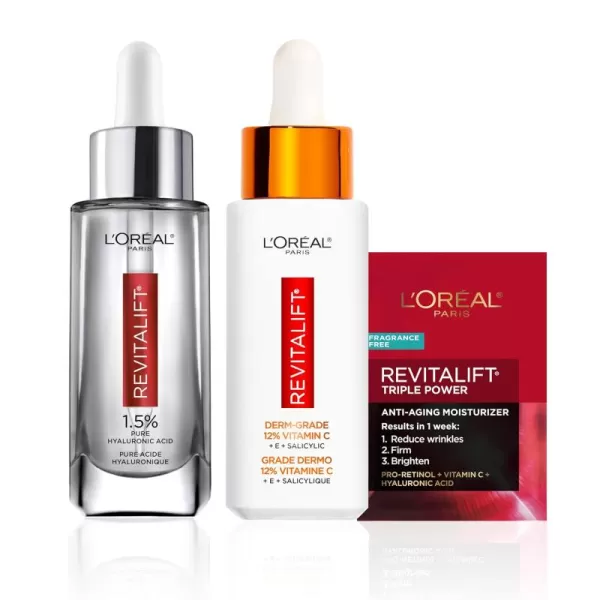 L'Oreal Paris Revitalift 1.5% Pure Hyaluronic Acid Face Serum, Hydrate &amp; Reduce Wrinkles, Fragrance Free 1.7 oz