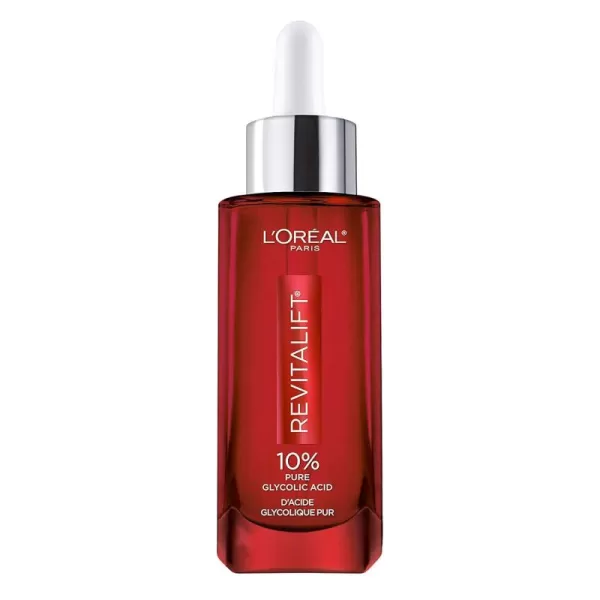 L'Oreal Paris Revitalift 10% Pure Glycolic Acid Face Serum, Visibly Evens Tone &amp; Reduce Wrinkles, Fragrance Free 1.0 fl oz 