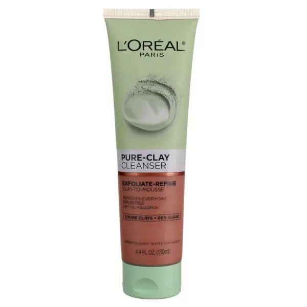 L'Oreal Paris Skincare Pure-Clay Facial Cleanser with Charcoal for Dull and Tired Skin to Detox and Brighten, Face Wash for All Skin Types, 4.4 fl; oz.)
