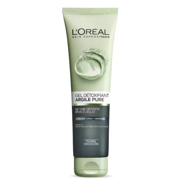 L'Oreal Paris Skincare Pure-Clay Facial Cleanser with Charcoal for Dull and Tired Skin to Detox and Brighten, Face Wash for All Skin Types, 4.4 fl; oz.)
