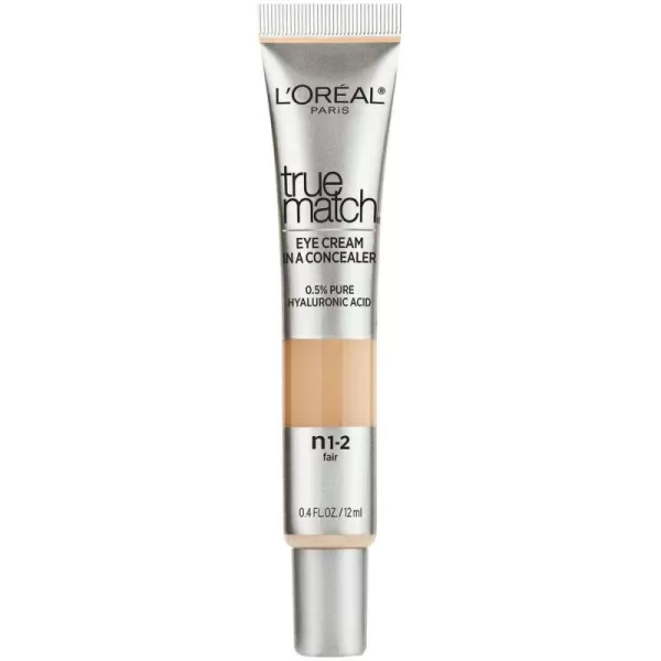 L’Oréal Paris True Match Eye Cream in a Concealer, 0.5% hyaluronic acid, Medium C5-6, 0.4 fl. oz.