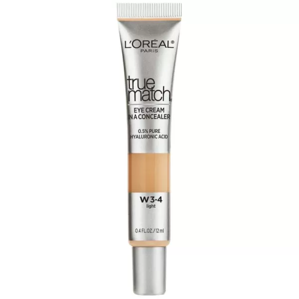 L’Oréal Paris True Match Eye Cream in a Concealer, 0.5% hyaluronic acid, Medium C5-6, 0.4 fl. oz.
