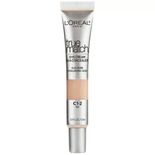 L’Oréal Paris True Match Eye Cream in a Concealer, 0.5% hyaluronic acid, Medium C5-6, 0.4 fl. oz.
