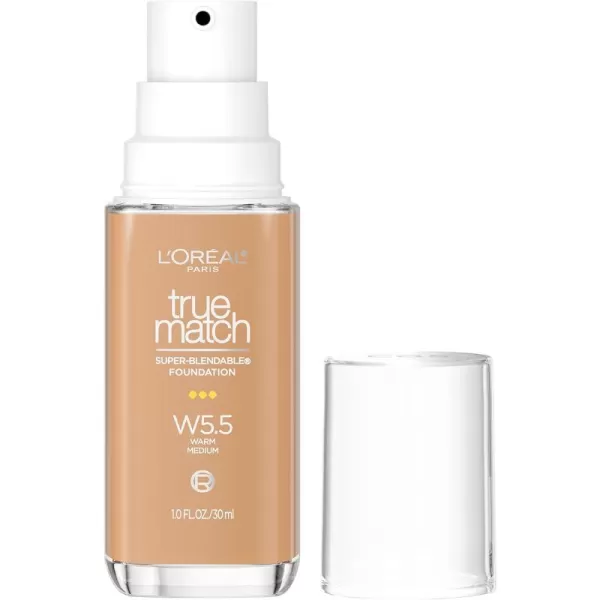 L'Oreal Paris True Match Super-Blendable Foundation, Medium Coverage Liquid Foundation Makeup, W8, Medium Deep, 1 Fl Oz