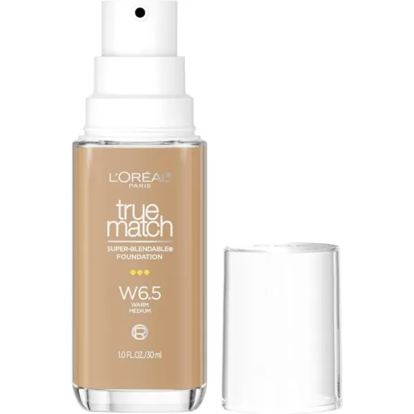 L'Oreal Paris True Match Super-Blendable Foundation, Medium Coverage Liquid Foundation Makeup, W8, Medium Deep, 1 Fl Oz