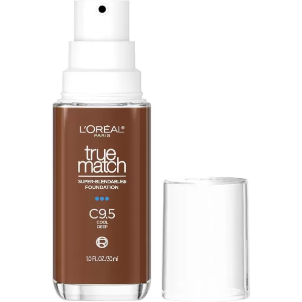 L'Oreal Paris True Match Super-Blendable Foundation, Medium Coverage Liquid Foundation Makeup, W8, Medium Deep, 1 Fl Oz