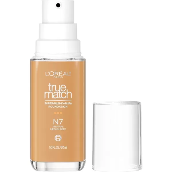 L'Oreal Paris True Match Super-Blendable Foundation, Medium Coverage Liquid Foundation Makeup, W8, Medium Deep, 1 Fl Oz