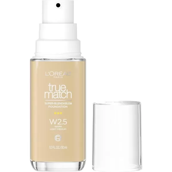 L'Oreal Paris True Match Super-Blendable Foundation, Medium Coverage Liquid Foundation Makeup, W8, Medium Deep, 1 Fl Oz