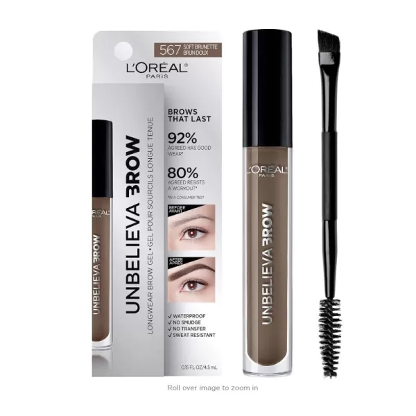 L'Oreal Paris Unbelieva-Brow Longwear Waterproof Tinted Brow Gel, Smudge-resistant, Transfer- Proof, Quick Drying, Easy and quick application with precise brush, Blonde, 0.15 fl. oz.