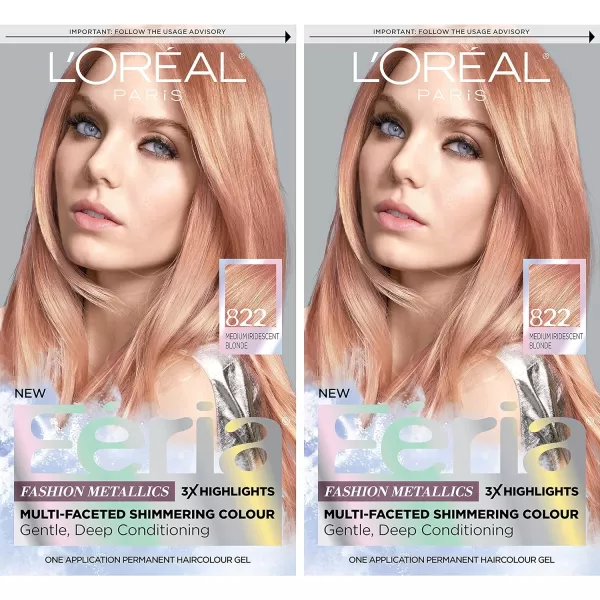 L'Oreal Paris Feria Multi-Faceted Shimmering Permanent Hair Color Hair Dye, Rose Gold )