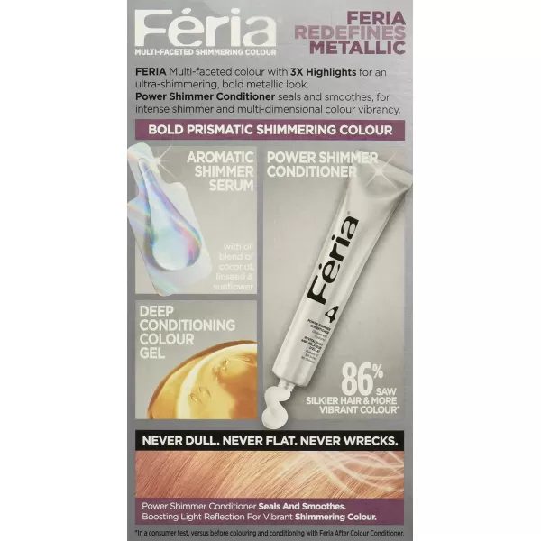L'Oreal Paris Feria Multi-Faceted Shimmering Permanent Hair Color Hair Dye, Rose Gold )