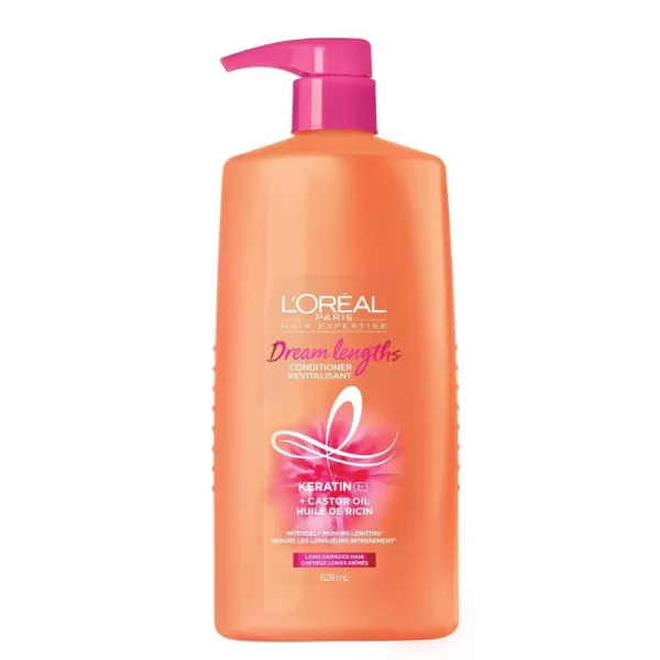 L'Oreal Paris Elvive Dream Lengths Super Detangling Conditioner With Fine Castor Oil and Vitamins B3 and B5 for Long, Damaged Hair, Instantly Detangles To Reduce Breakage With System, 28 Fl Ounce