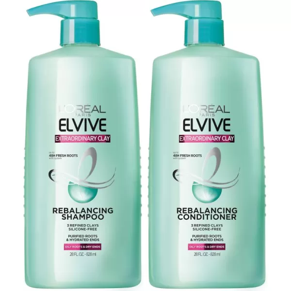 L'Oreal Paris Elvive Extraordinary Clay Rebalancing Shampoo and Conditioner Set )