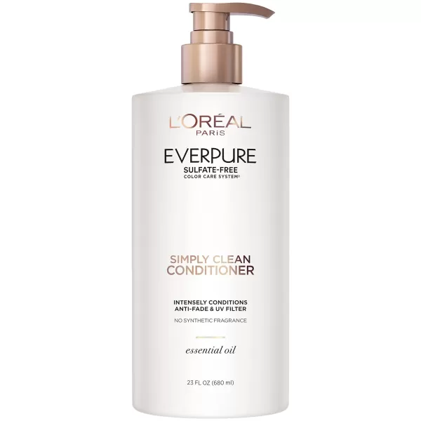 L'Oreal Paris EverPure Sulfate Free Simply Clean Conditioner, Hydrating Hair Care with Rosemary Essential Oils, 23 Fl Oz