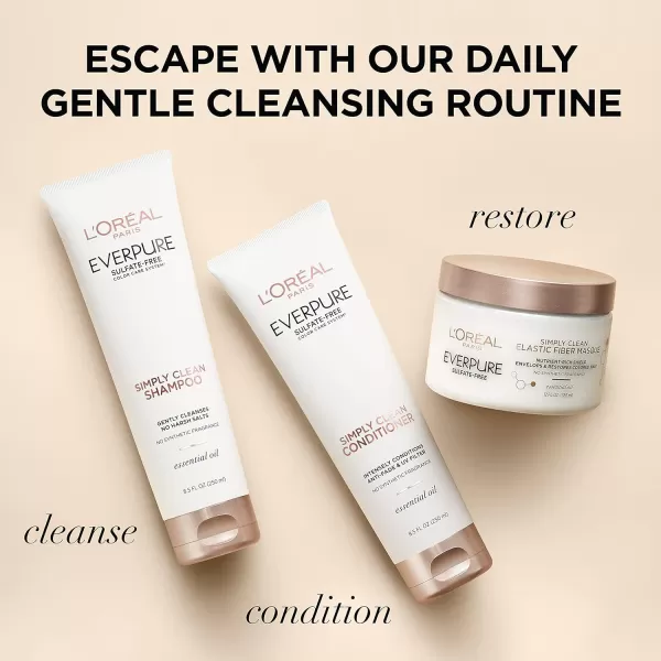 L'Oreal Paris EverPure Sulfate Free Simply Clean Conditioner, Hydrating Hair Care with Rosemary Essential Oils, 23 Fl Oz