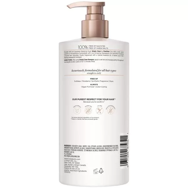 L'Oreal Paris EverPure Sulfate Free Simply Clean Conditioner, Hydrating Hair Care with Rosemary Essential Oils, 23 Fl Oz