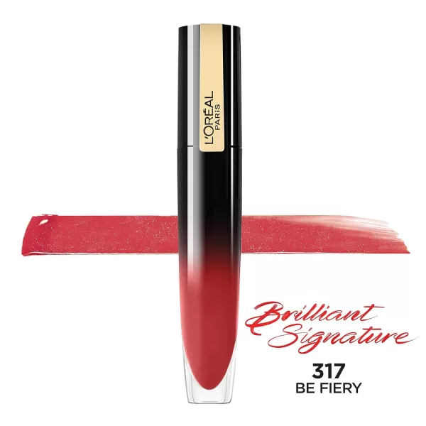 L'Oreal Paris Brilliant Signature Shiny Lip Stain Lipstick, Be Uncontrollable 0.21 Fl Oz.
