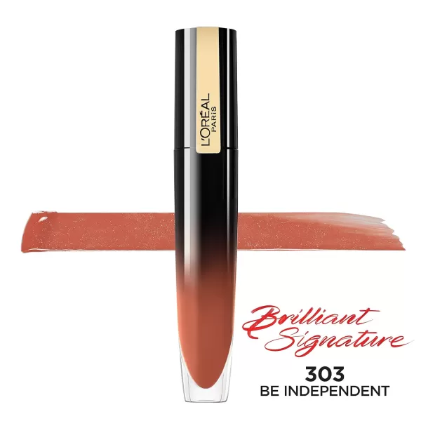 L'Oreal Paris Brilliant Signature Shiny Lip Stain Lipstick, Be Uncontrollable 0.21 Fl Oz.
