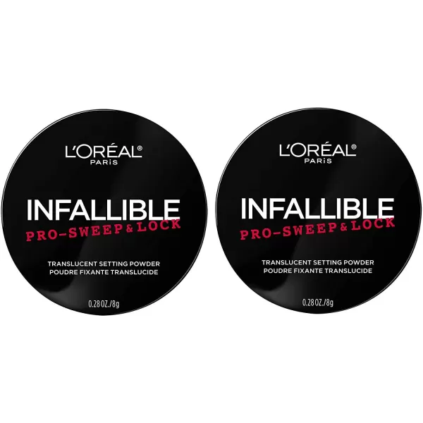 L'Oreal Paris Makeup Infallible Pro Sweep and Lock Translucent Loose Setting Powder, Controls Shine and Blurs Pores, Sets Makeup, Long-Lasting &amp; Lightweight, 2 Count