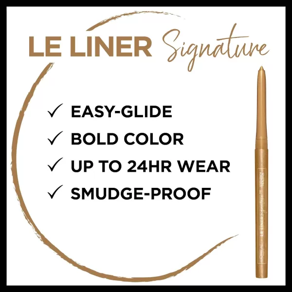 L’Oréal Paris Makeup Le Liner Signature Mechanical Eyeliner, Easy-Glide, Smudge Resistant, Bold Color, Long Lasting, Waterproof Eyeliner, Gold Velvet, 0.011 oz., 1 count