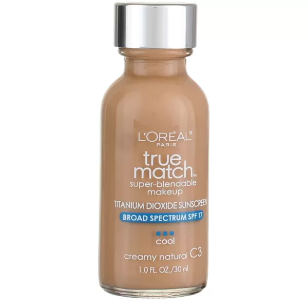 L'Oreal Paris Makeup True Match Super-Blendable Liquid Foundation, Porcelain W1, 1 Fl Oz,1 Count)