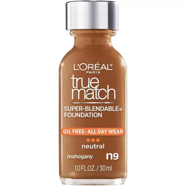L'Oreal Paris Makeup True Match Super-Blendable Liquid Foundation, Deep Warm W9.5, 1 Fl Oz,1 Count