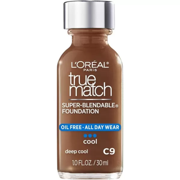L'Oreal Paris Makeup True Match Super-Blendable Liquid Foundation, Deep Warm W9.5, 1 Fl Oz,1 Count
